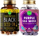Maju Superfoods Black Seed Oil Capsules et Purple Sea Moss Capsules Bundle