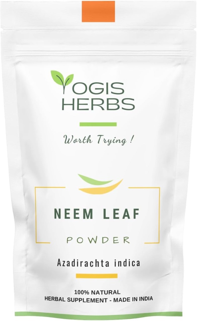 YOGIS HERBS Poudre de Neem Leaf – Pure Azadirachta Indica pour la désintoxication, le soutien immunitaire et la peau claire – Supplément à base de plantes 100% naturel