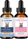 Lysine for Cats & Tear Stain Remover - Supporting Normal Visual Function, Tear Stain Elimination, Cold Relief - Cat Respiratory and Eye Infection Treatment for Runny Nose and Watery Eyes