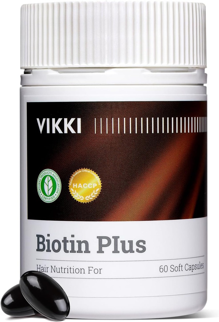 Vikki Multivitamine Supplément pour les femmes et les hommes Vitamines de croissance des cheveux avec des vitamines C B2 pour la peau des cheveux et les ongles santé, cheveux épais, rides, lignes fines, soins de la peau -60 capsules