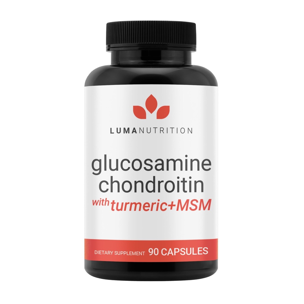 Luma Nutrition Glucosamine Chondritine MSM - Turmeric, Boswellia - Supplément Premium - pour hommes et femmes - Supplément articulaire - 90 Capsules