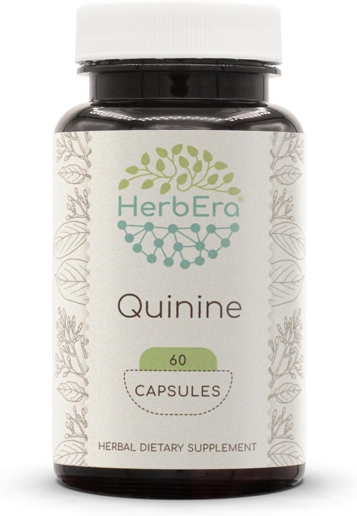 HerbEra Quinine 60 Capsules, 1000 mg, Quinine sauvage (Cinchona officinalis) Barque séchée (60 Capsules)