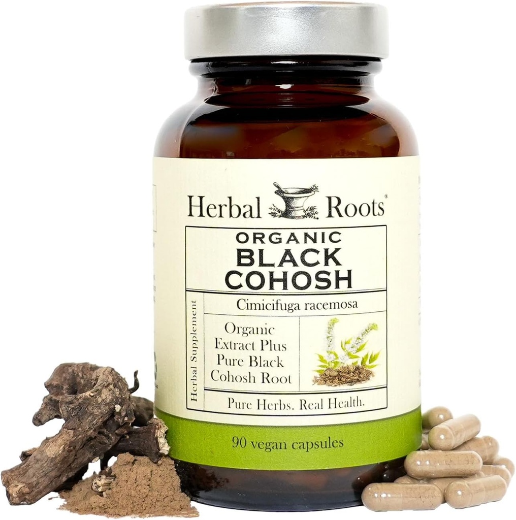 Racines à base de plantes Root de coho noir biologique de la ménopause et soutien menstruel supplémentaire de 90 capsules, végétalien