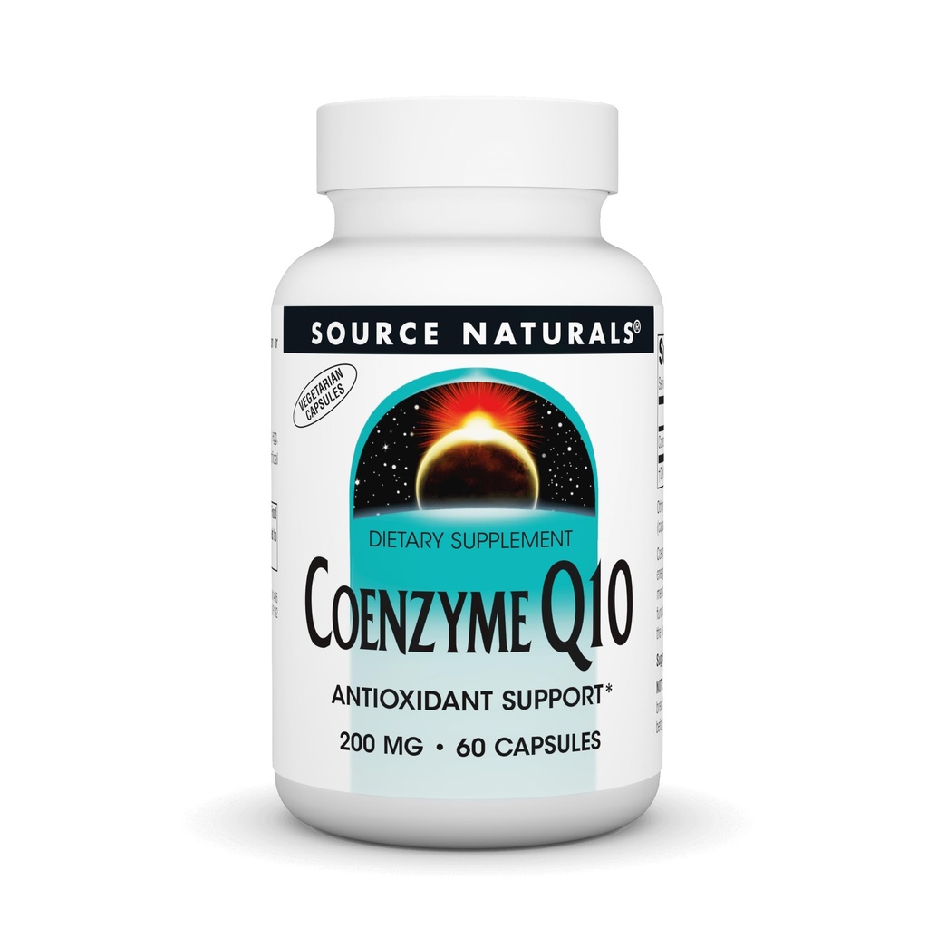 Source Naturals Coenzyme Q10 Support antioxydant 200 mg pour le coeur, le cerveau, l'immunité et le foie - 60 Capsules végétariennes