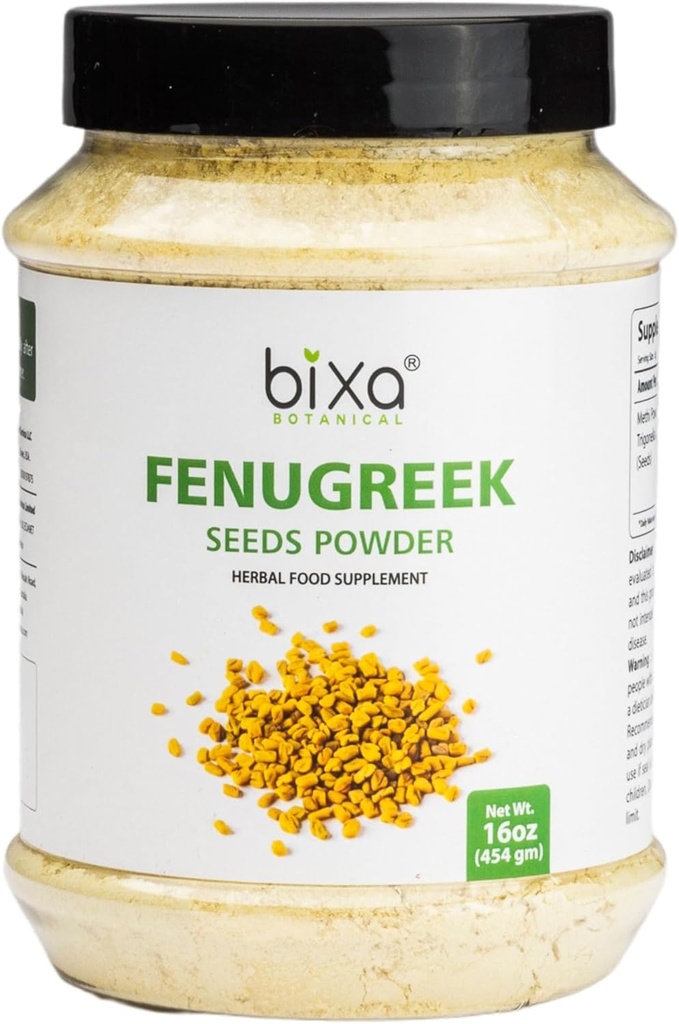 Bixa BOTANIQUE Poudre de fenugreek (Trigonella foenum) Supplément à base de plantes ayurvédiques : 1 Pound / 16 OZ.