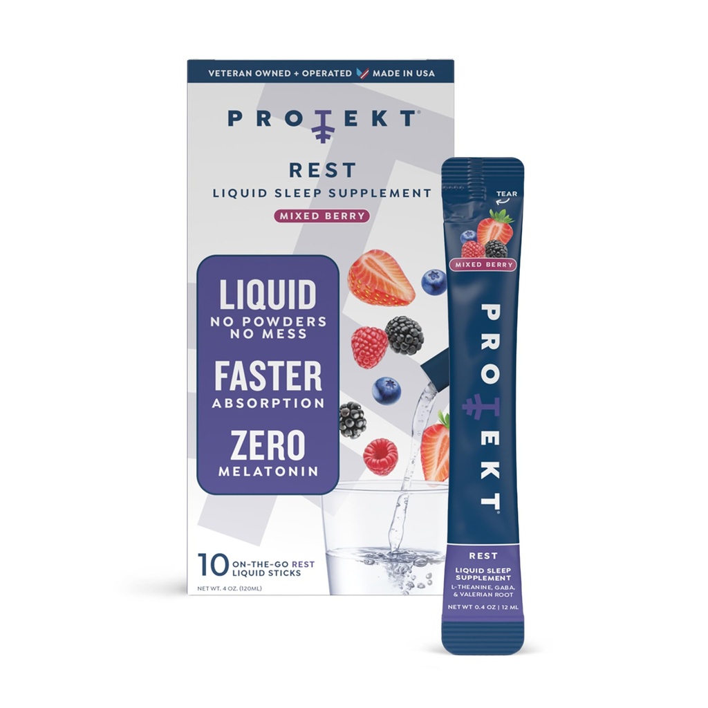 PROTEKT GABA L Theanine Supplément , sans mélatonine aide au sommeil pour les adultes , racine valériane pour le soutien de nuit et le sommeil reposé , GABA mélange de boisson liquide calme pour les adultes , pack de 10