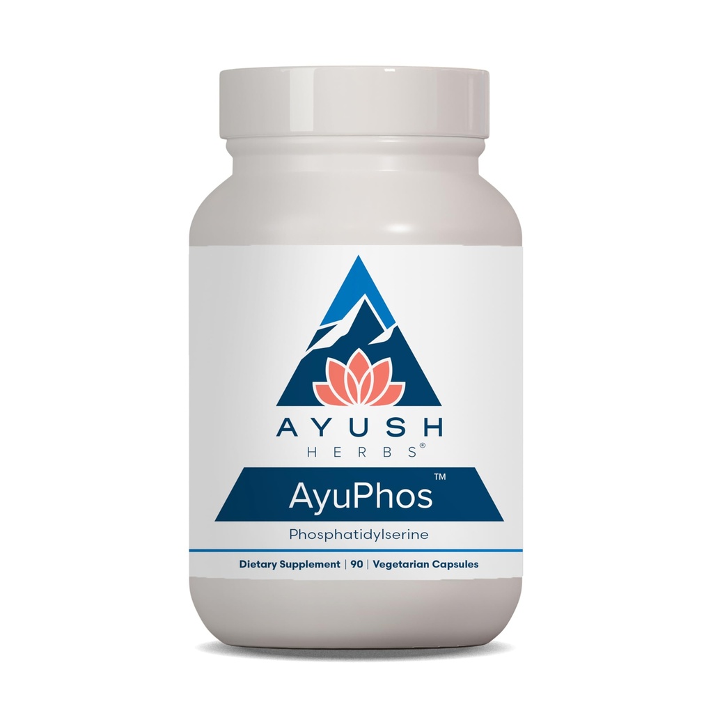 Ayush Herbes AyuPhos - Supplément Phosphatidylsérine pour les hommes et les femmes, sans soja Phosphatidyl Serine, cerveau, mémoire et soutien cognitif pour les adultes, 200mg par pilule - 90 capsules végétariennes (1 comte)