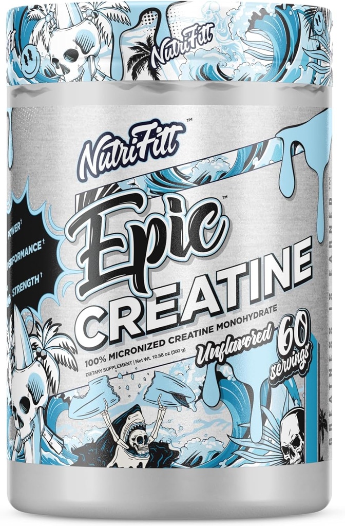 Nutrifitt CREATINE , Micronized Creatine Monohydrate , pour les hommes et les femmes 60 portions Croissance musculaire , Boost cognitive