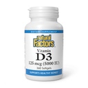 Facteurs naturels, vitamine D3 5000 UI (125 mcg), soutient les os forts, les muscles et la fonction immunitaire, 360 Softgels