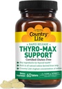 Country Life Thyro-Max Support - Supplément thyroïdien iode et L-tyrosine de Kelp pour hommes et femmes - Vitamines B, sans gluten, végétalien, casher - 60 capsules
