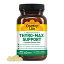 Country Life Thyro-Max Support - Supplément thyroïdien iode et L-tyrosine de Kelp pour hommes et femmes - Vitamines B, sans gluten, végétalien, casher - 60 capsules