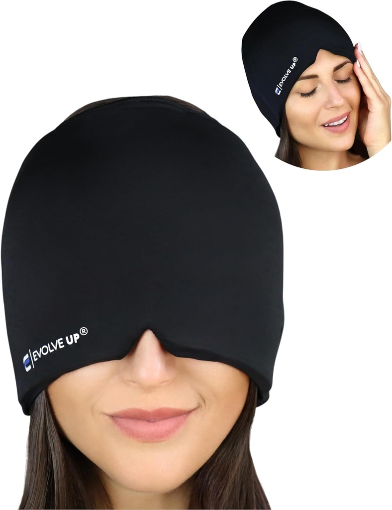 Capuchon de soulagement de la migraine à action rapide - Conçu pour la migraine, soulagement des maux de tête de tension de Sinus, masque de gel de double couche, masque de migraine thérapeutique - compression froide et chaude, taille unique