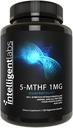 Laboratoires intelligents 1MG 5-MTHF Méthylfolate, 120 Capsules, 120 Jours d'approvisionnement, supplément d'acide folique de meilleure valeur comme quatrefolic, folate activé, 1MG = 1000mcg, 5 méthyltétrahydrofolate