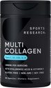 Recherche sportive® Pilules multicollagènes pour femmes et hommes - Peptides de collagène (Type I, II, III, V, X) améliorés avec l'acide hyaluronique et la vitamine C - Sans gluten φ· Non OGM - 90 capsules