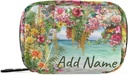 Custom Pill Box 7 Day Pill Case Bag Peinture à l'huile Hawaii Fleurs Nom personnalisé Travel Pill Organizer Bag with Zipper Portable Weekly Case Compact Size for Vitamin Supplement Holder