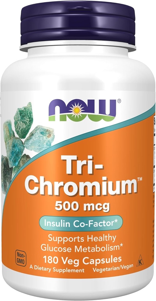 MAINTENANT Aliments suppléments, Tri-ChromiumTM 500 mcg avec cannelle, Insulin Co-Factor*, 180 gélules