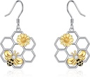 Boucles d'oreilles LUHE Bee pour les femmes 925 Boucles d'oreilles en argent sterling Bumble avec Honeycomb Bijoux pour femmes