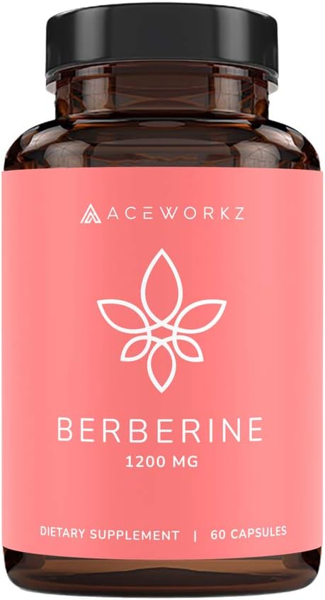 ACEWORKZ Berberine HCL 1200mg – Supplément – 97% haute pureté – support de la prise en charge du poids, contrôle de la rage, coeur et santé de la gueule (60 capsules)