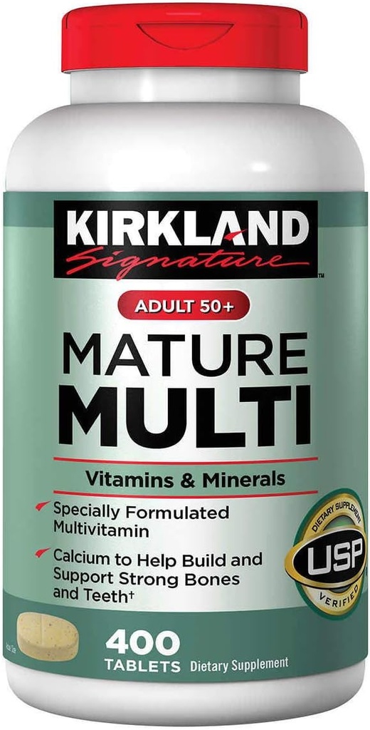 KIRKLAND Signature Adulte 50+ Multivitamines et minéraux, 400 comprimés (2 pack)