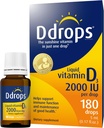 Drops Adultes 2000IU 180 Drops - Supplément Vitamine D3 liquide, soutien des os forts et du système immunitaire