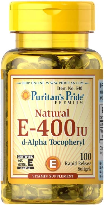 Puritan's Pride Vitamin E 268 mg Mixed Tocopherols Natural Immune Support by Pride®, 400 IU /, 100 Count