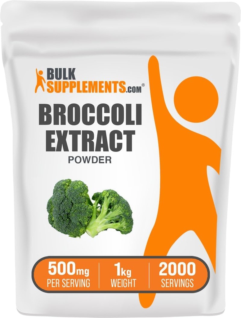 BulkSupplements.com Poudre d'extrait de brocoli - de fleurs de brocoli, supplément de sulfaphane - Vegan & sans gluten, 500mg par portion, 1kg (2,2 lbs) (paquet de 1)