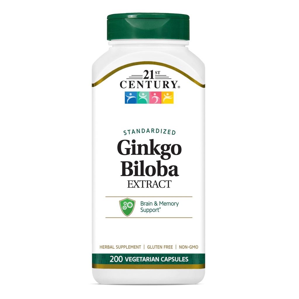 21ème siècle Ginkgo Biloba Extract Veg-Capsules, 200-Count (21687)