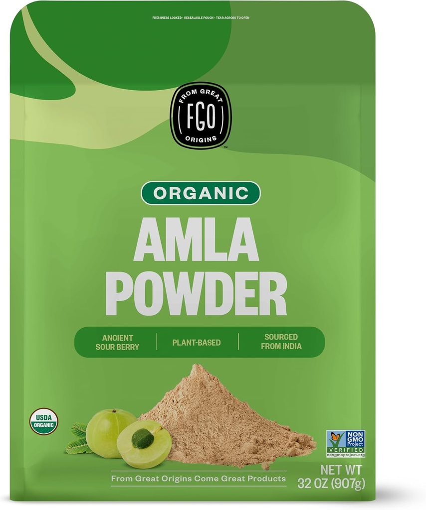 FGO en poudre d'amla biologique, 2 livres / 32 oz, USDA bio de gooseberry indien (Amalaki), non-OGM, vitamine naturelle C - 100% brut et naturel (paquet de 1)