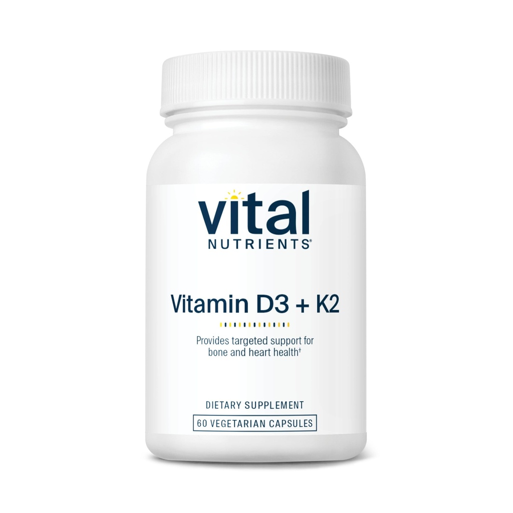 Nutriments vitaux Vitamine D3 + K2= 2000 UI=2 Vitamine D3 K2 Supplément de Vitamine D Complexe pour une saine santé des niveaux de calcium, des muscles et des os