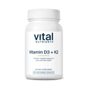 Nutriments vitaux Vitamine D3 + K2= 2000 UI=2 Vitamine D3 K2 Supplément de Vitamine D Complexe pour une saine santé des niveaux de calcium, des muscles et des os