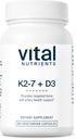 Nutriments vitaux Vitamine D3 + K2= 2000 UI=2 Vitamine D3 K2 Supplément de Vitamine D Complexe pour une saine santé des niveaux de calcium, des muscles et des os