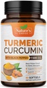 Supplément curcumin curcumin curcuma 1500mg - Extrait de poivre noir BioPerine Absorption avancée Curcuminoïdes pour le soutien conjoint de la nature - Supplément à base de plantes antioxydante pour les femmes et les hommes, non-OGM - 60 Softgels