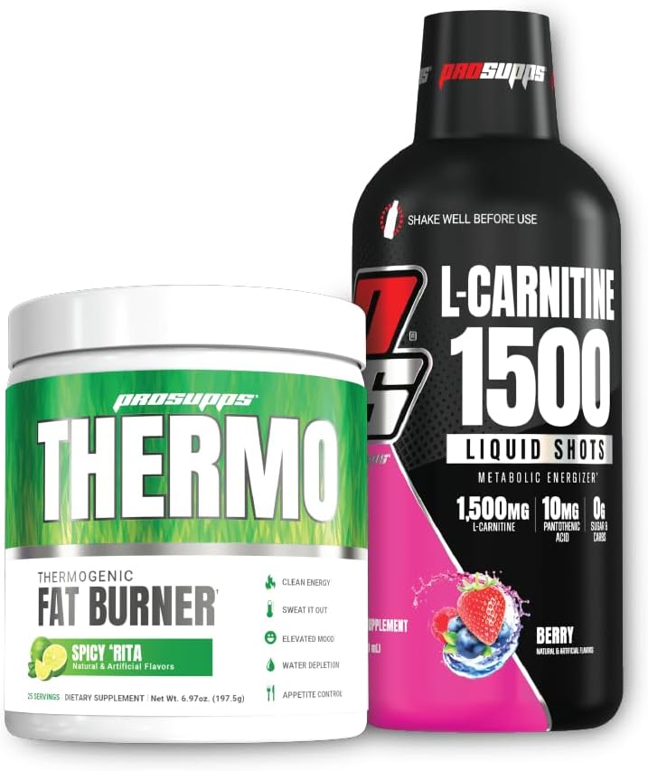 PROSUPPS Thermo Fat Burning Thermogenic Powder Spicy Rita and 1500 L-Carnitine Berry - Weight Management and Pre Workout - Energy, Mood, Appetite Control -