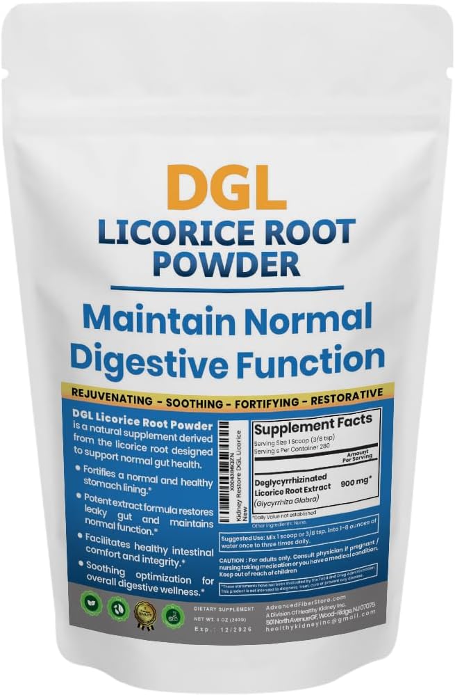 DGL Licorice Supplement: Supports Digestive Health, Gut Lining Support, DGL Powder for Wellness, Licorice Root Extract Powder, 140 serv.