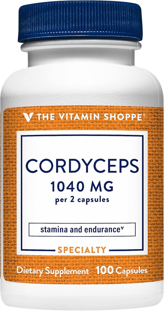 La vitamine Shoppe Cordyceps Supplément de champignons 1,040MG, soutient l'endurance et l'endurance (100 Capsules)