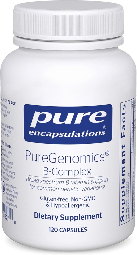 Pure Encapsulations PureGenomics B-Complex - Large spectre B Vitamine support pour l'expression génétique, la fonction cellulaire, la production d'hormones et le métabolisme énergétique* - avec vitamine B12 et B6-120 Capsules