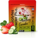 Poudre d'électrolytes Plus (50 portions), 0 Calorie Keto, 0 Sucre, Pas de maltodextrine,1000mg Potassium,120mg Calcium,120mg Magnésium, poudre d'hydratation (50 portions, concombre fraise)