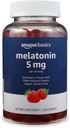 Bases Melatonine, Gummies de soutien du sommeil, Flaveur de fraises, 5mg, 120 Compte (précédemment Solimo)