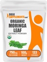 BulkSupplements.com Poudre d'extrait de moringa biologique - Supplément super-alimentaire, de Moringa Oleifera - Vegan & Gluten Free, 750mg par portion, 100g (3.5 oz) (paquet de 1)
