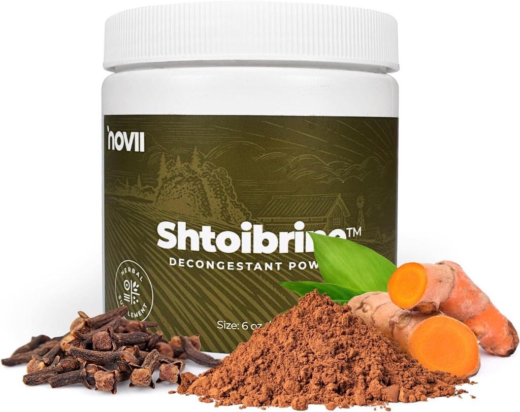 Novii Shtoibrine Decongestant Powder for Sinus Relief- 100% Natural Herbal Sinus Decongestant- Oral Natural Remedy for Congestion & Mucus Relief- Kosher Certified Chest Decongestant - 6oz