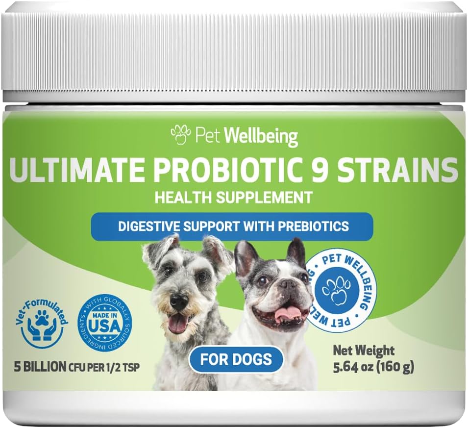 Bien-être des animaux de compagnie - Ultimate Probiotique 9 souches pour chats et chiens - Soutien naturel pour la digestion et la santé urinaire 160 Grams.