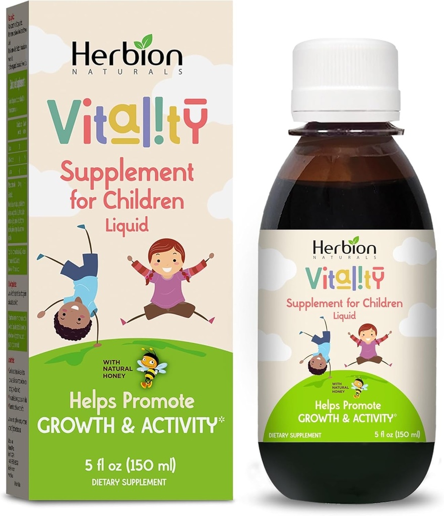 HERBION Naturals Supplément vital pour les enfants, favorise la croissance et l'appétit, soulage la fatigue, améliore la performance mentale et physique, pour les enfants 1 an et plus, 5 Fl Oz (paquet de 1)