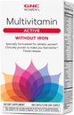Multivitamine féminine GNC active sans fer, soutient un mode de vie actif, 30+ formule nutritive, favorise la santé osseuse et mixte, aide la production d'énergie, 180 capsules