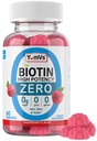 Biotine Gommies Sans sucre – 5 000 mcg Biotine haute puissance pour les cheveux, la peau et les ongles – Zéro sucre, non-OGM, sans gluten, Gommies de framboise végétalienne – 60 Compte
