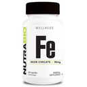 NutraBio chélate de fer (18mg)- Suppléments de fer pour les hommes et les femmes- Chélalate de bisglycin ferreux, soutient la santé des globules rouges, 60 capsules