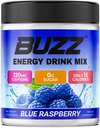 Morning Buzz Energy Drink Powder - Energy Boost Drink Mix - Énergie sans sucre avec des antioxydants - Morning Kickstart et Sports Nutrition Endurance Product - 30 portions, framboise bleue, 8 onces