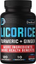 Capsules de racine de réglisse 4 mois 6800mg pour la peau, la digestion et l'immune soutien de la santé - 10in1 Curcumine curcuma mixte, racine de gingembre, feuille de menthe poivrée et autres - Non-OGM - 120 Capsules Vegan