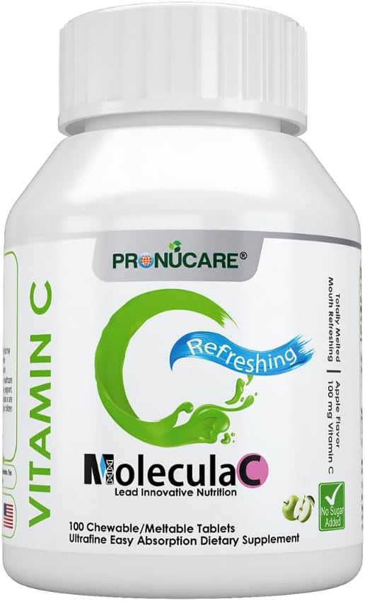 Comprimés de lozenge buccal de vitamine C 100 mg – Dissolution lente, libération contrôlée et absorption rapide, pomme naturelle, amélioration immunitaire, antioxydant et anti-âge, sans sucre, 100 CT