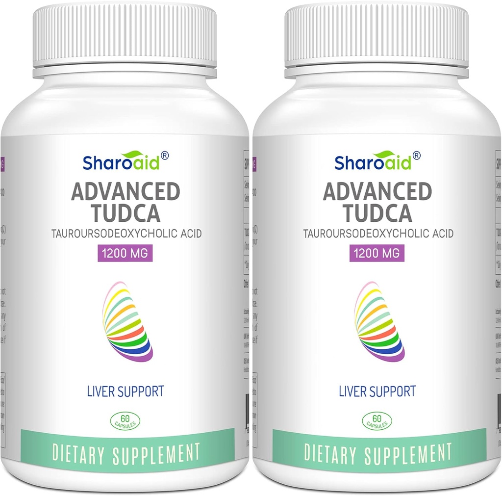 TUDCA Liver Support Supplements 1200 mg-Third Party Tested-Bile Salts for Liver Detox Cleanse-High Strength Formula-Vegan Capsules for Liver,Gallbladder,Kidney Health,2 Bottle-120 Capsules