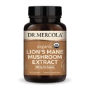 Dr. Mercola Extrait de champignons de la Mane du Lion biologique, 30 capsules 500 mg Mane du Lion biologique, non-OGM, sans gluten, sans soja